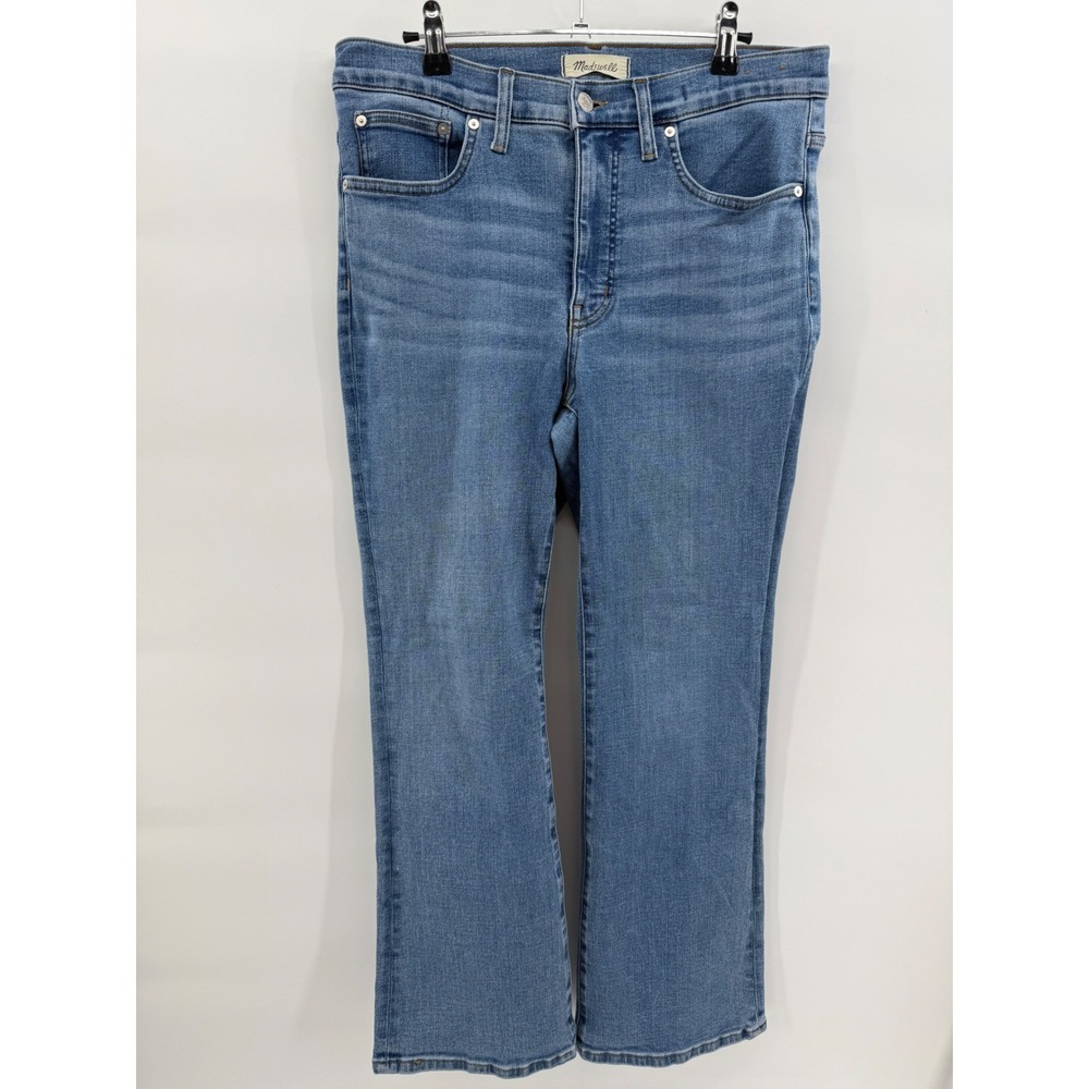 Madewell Mid-Rise Kick Out Jeans Medium Wash Blue Flare NN424 Women 30